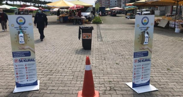 Araklı pazar yerinde gerekli önlemler alındı.