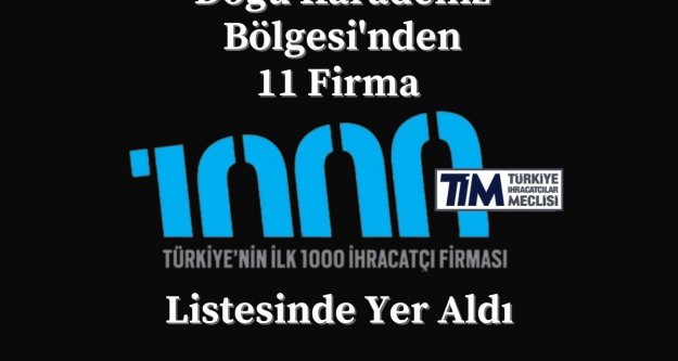 İLK 1000 İHRACATÇI FİRMA LİSTESİNE DOĞU KARADENİZ BÖLGESİNDEN 11 FİRMA GİRME BAŞARISI GÖSTERDİ