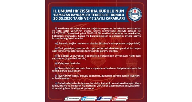 Koronavirüs salgınından korunmak için Trabzon Valiliği'nden yeni tedbirler...
