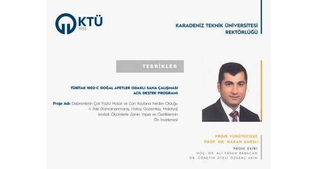 Prof. Dr. Hakan KARSLI ve Ekibine, TÜBİTAK MAM 1002-C Kapsamında Proje Desteği