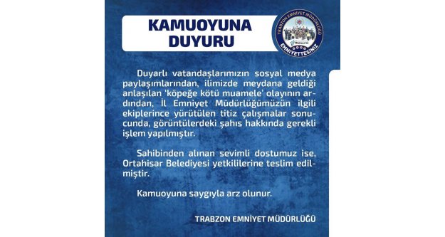 Trabzon'da köpeğe şiddet cezasız kalmadı!