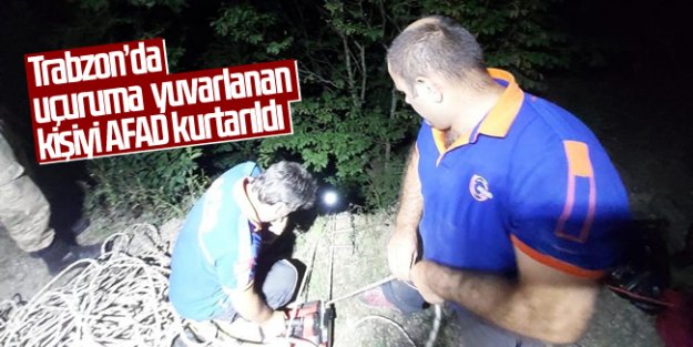Trabzon'da uçuruma yuvarlanan kişi kurtarıldı