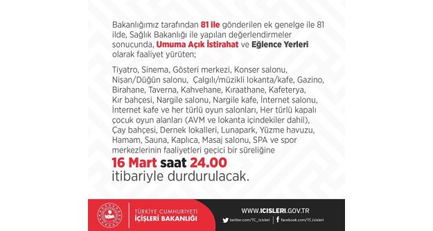 Tüm vatandaşlarımızın sağlığı için bu hususlara dikkat etmesini önemle rica ediyoruz.