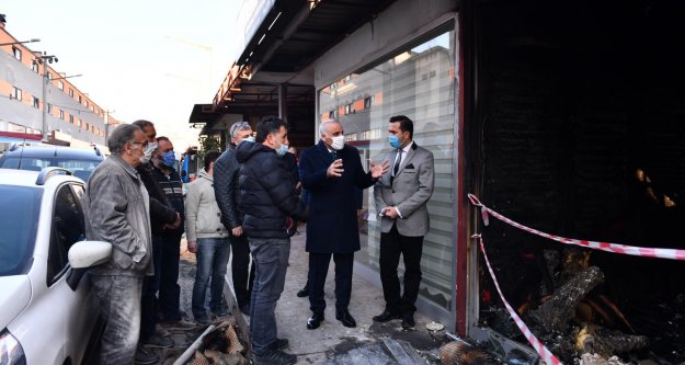 ZORLUOĞLU YANGINDA İŞ YERLERİ ZARAR GÖREN ESNAFI ZİYARET ETTİ